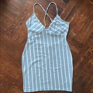 Blue and White Open Knit Dress